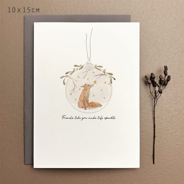 Bauble Christmas Card, Friends Like You Make Life Sparkle Greetings Card East of India Bauble Christmas Card - Friends Like You Make Life Sparkle
