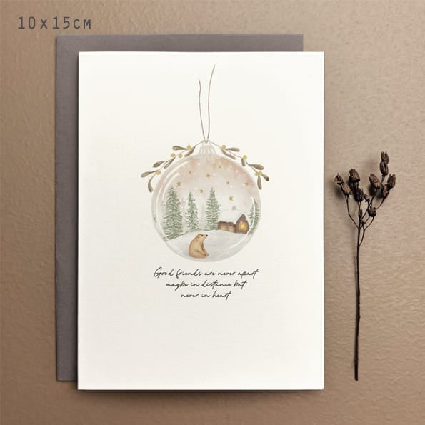 Bauble Christmas Card, Good Friends Are Never Apart | East of India Greetings Card East of India Bauble Christmas Card - Good Friends Are Never Apart