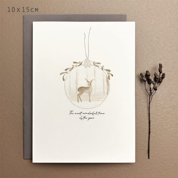 Bauble Christmas Card, Most Wonderful Time of Year | East of India Greetings Card East of India Bauble Christmas Card - Most Wonderful Time of Year