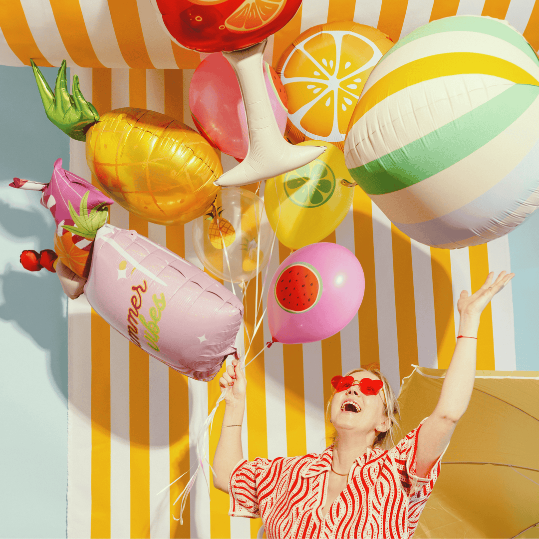 Beach Party - Matte Pastel Stripe Ball Foil Balloon - 30 inch Foil Balloon Matte Pastel Stripe Ball Foil Balloon