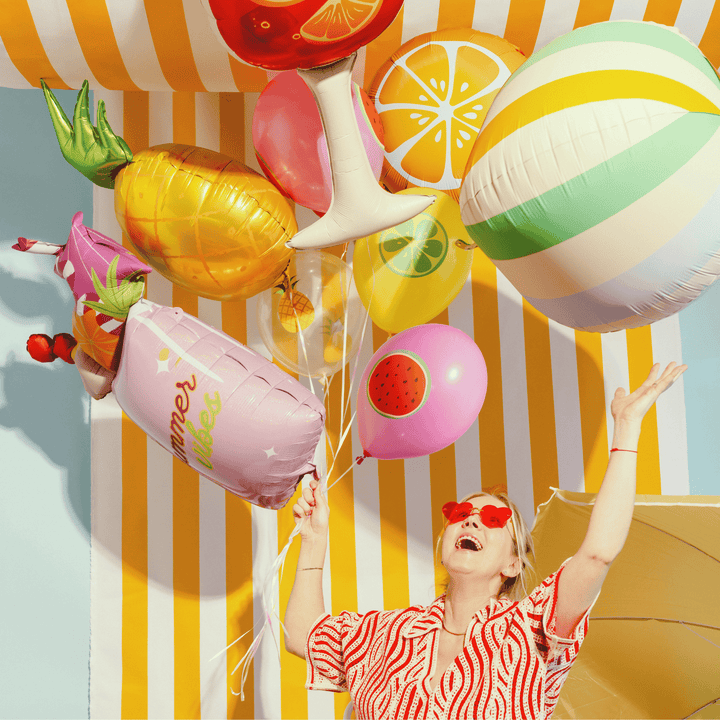Beach Party - Matte Pastel Stripe Ball Foil Balloon - 30 inch Foil Balloon Matte Pastel Stripe Ball Foil Balloon