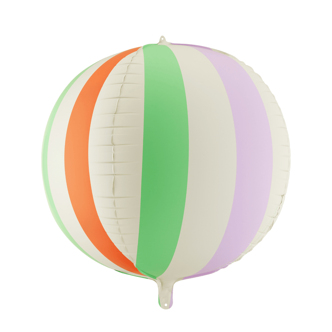 Beach Party - Matte Pastel Stripe Ball Foil Balloon - 30 inch Foil Balloon Matte Pastel Stripe Ball Foil Balloon