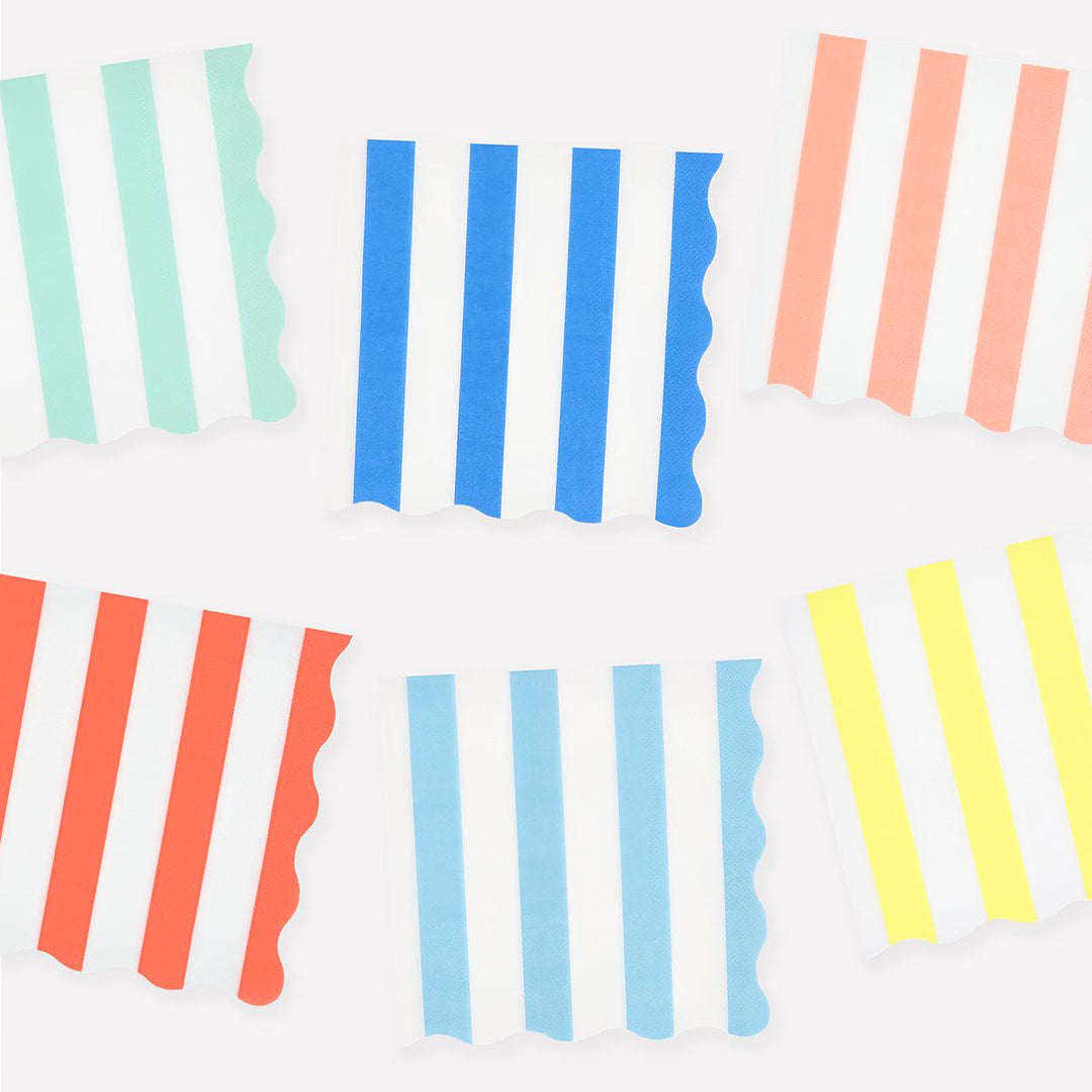 Beach Striped Large Napkins x 16 | Summer Tableware UK Napkins Beach Striped Large Napkins x 16
