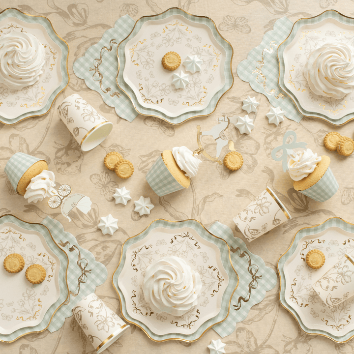 Beige Floral Party Tablecover tablecover Beige Floral Party Tablecover