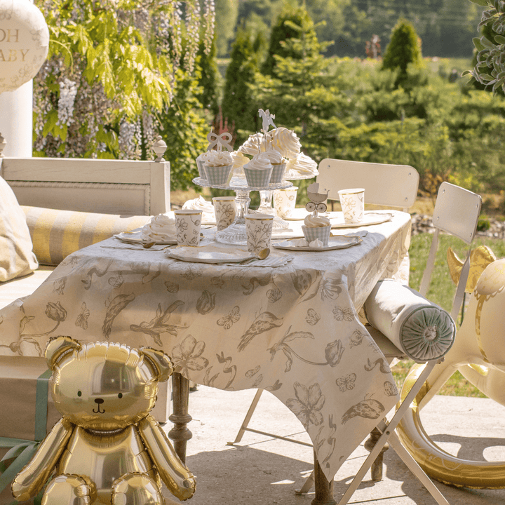 Beige Floral Party Tablecover tablecover Beige Floral Party Tablecover