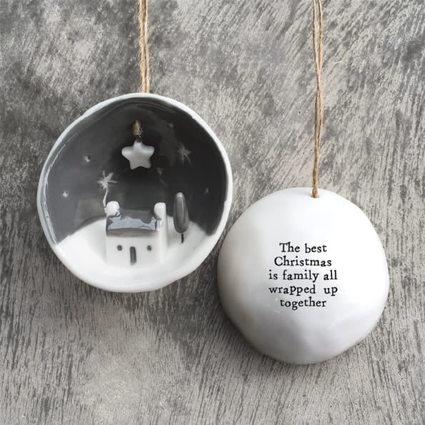 Best Christmas Family Half Porcelain Bauble | East of India Bauble East of India Half Porcelain Bauble - Best Christmas Family