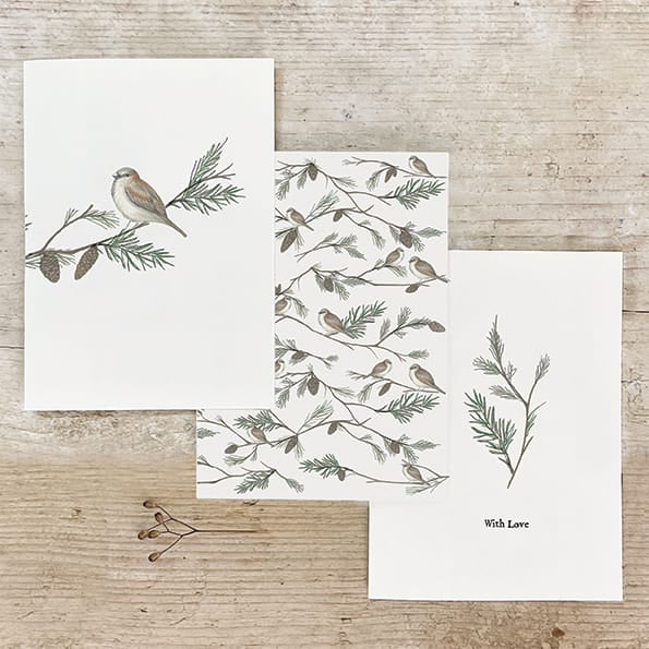 Bird &amp; Berry Christmas Card, Fir Tree | East of India Greetings Card East of India Bird &amp; Berry Christmas Card - Fir Tree