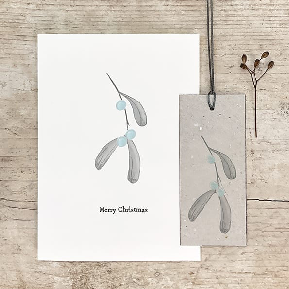 Bird &amp; Berry Christmas Card, Mistletoe | East of India Greetings Card East of India Bird &amp; Berry Christmas Card - Mistletoe