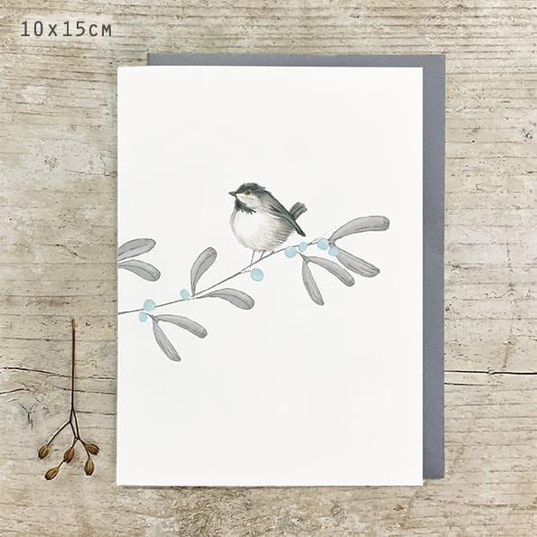 Bird &amp; Berry Greetings Card, Coal Tit | East of India Greetings Card East of India Bird &amp; Berry Greetings Card - Coal Tit