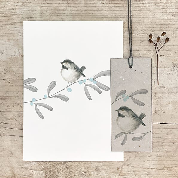 Bird & Berry Greetings Card, Coal Tit | East of India Greetings Card East of India Bird & Berry Greetings Card - Coal Tit
