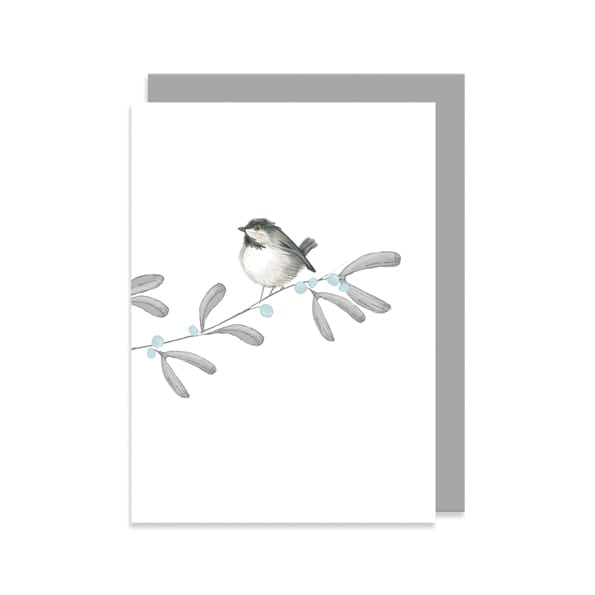 Bird &amp; Berry Greetings Card, Coal Tit | East of India Greetings Card East of India Bird &amp; Berry Greetings Card - Coal Tit