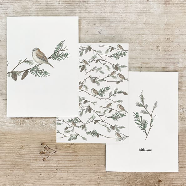 Bird &amp; Berry Greetings Card, Sparrow | East of India Greetings Card East of India Bird &amp; Berry Greetings Card - Sparrow