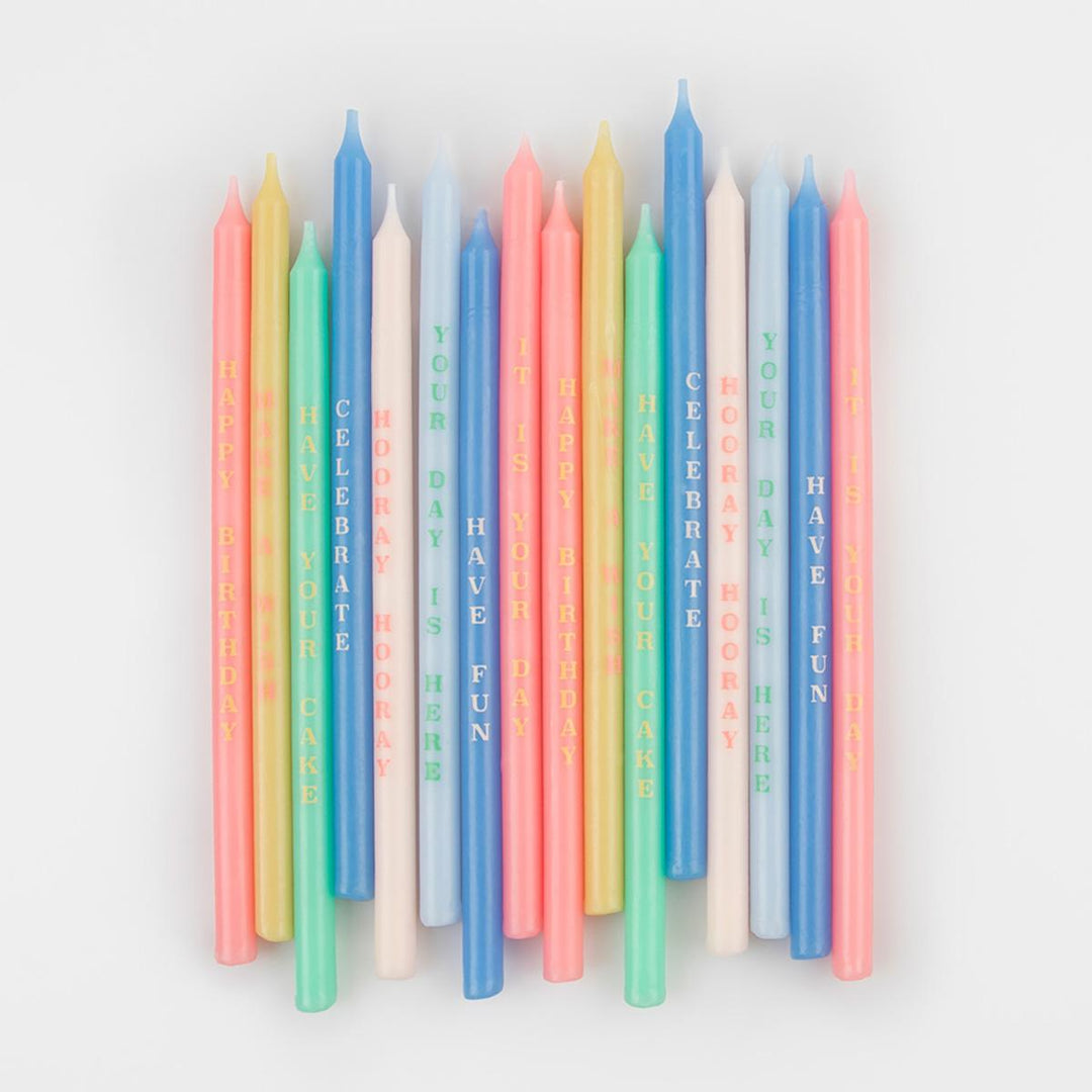 Birthday Phrases Cake Candles x 16 | Meri Meri Birthday Party Birthday Candles Birthday Phrases Cake Candles x 16