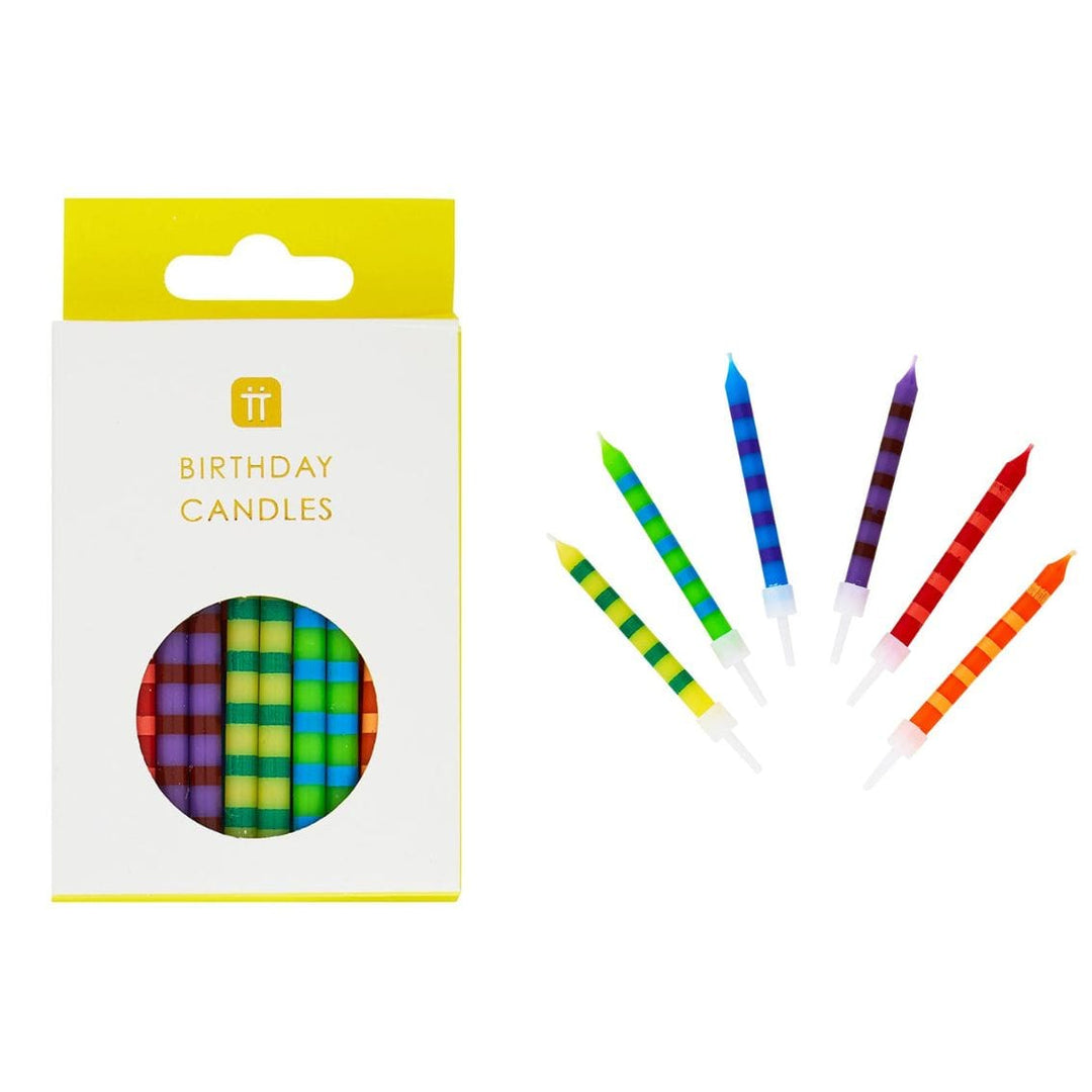 Birthday Striped Multi-Coloured Candles - 24 Pack Birthday Candles Birthday Striped Multi-Coloured Candles - 24 Pack