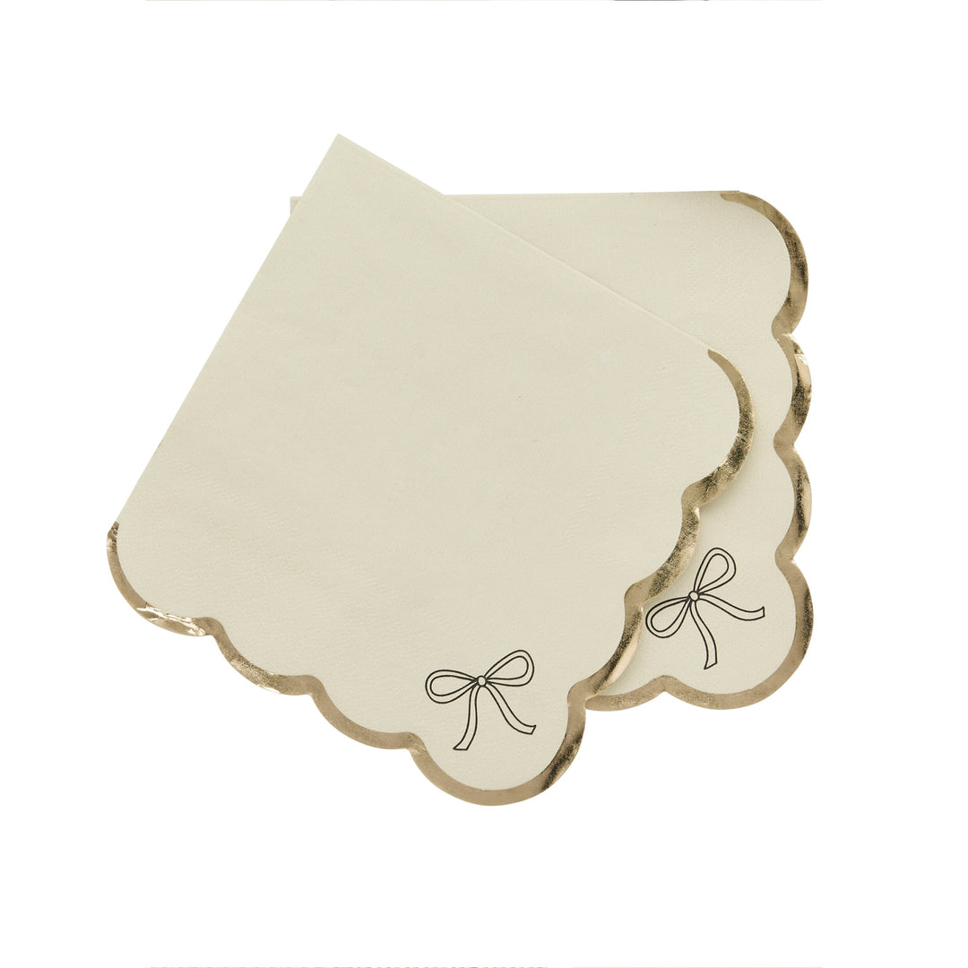 Black Bow & Cream Party Napkins x 16 Paper Napkins Black Bow & Cream Party Napkins x 16