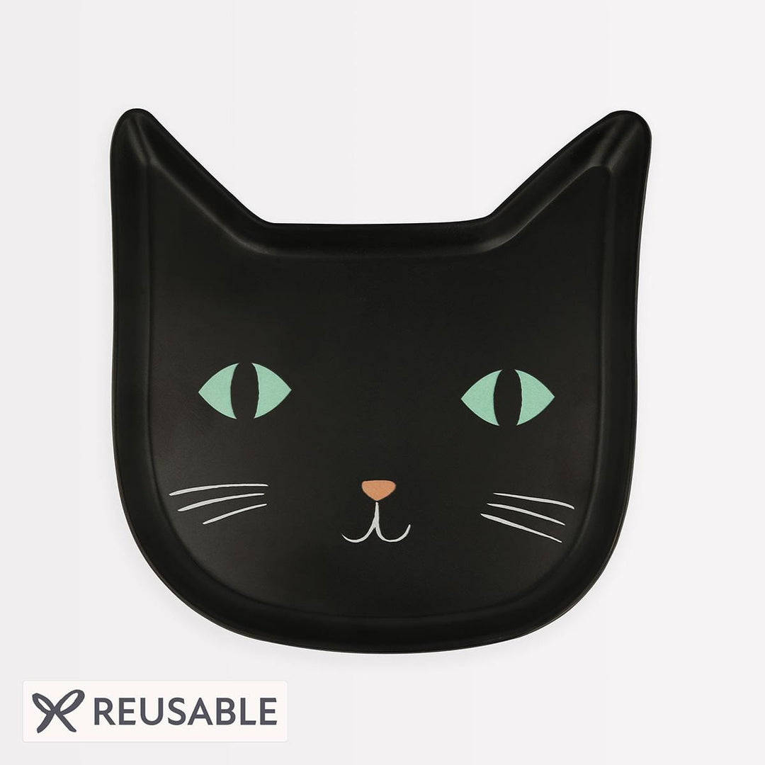 Black Cat Reusable Party Plate | Meri Meri Halloween Table party plates Black Cat Reusable Party Plate