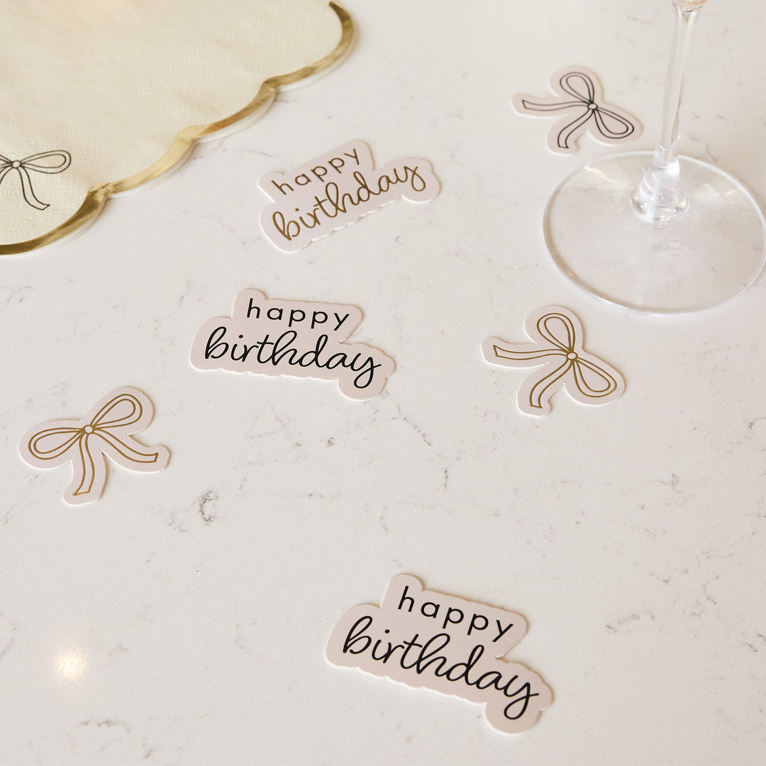 Black &amp; Gold Birthday Bows Table Scatter Confetti Black &amp; Gold Birthday Bows Table Scatter