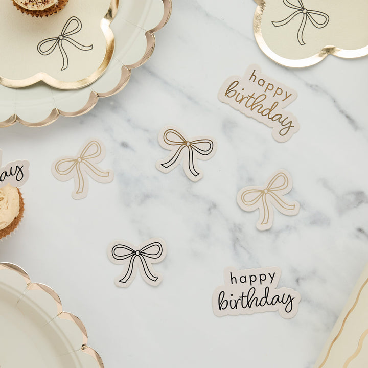 Black &amp; Gold Birthday Bows Table Scatter Confetti Black &amp; Gold Birthday Bows Table Scatter