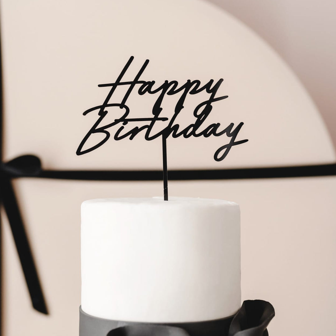 Black Happy Birthday Acrylic Cake Topper Cake Topper Black Happy Birthday Acrylic Cake Topper