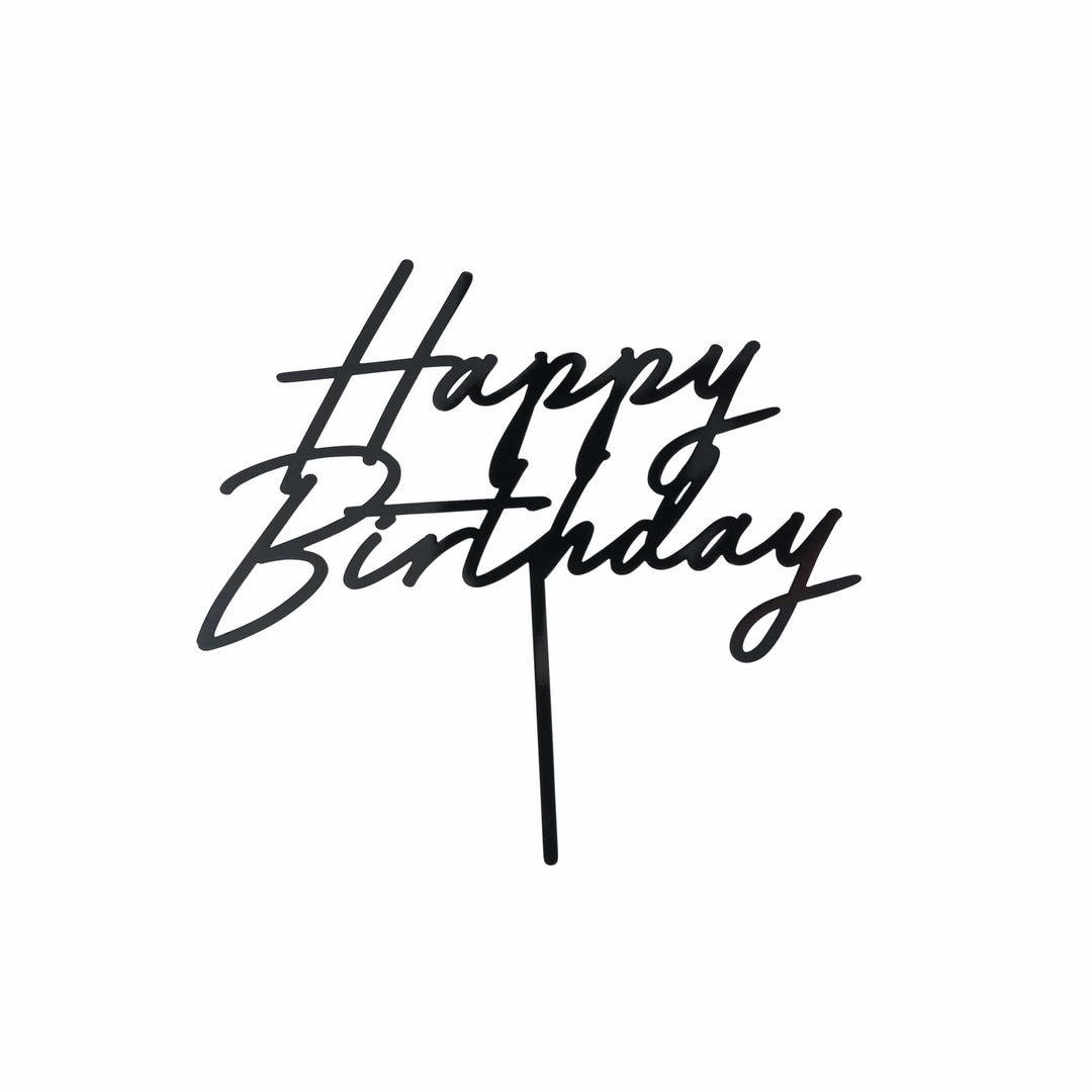 Black Happy Birthday Acrylic Cake Topper Cake Topper Black Happy Birthday Acrylic Cake Topper