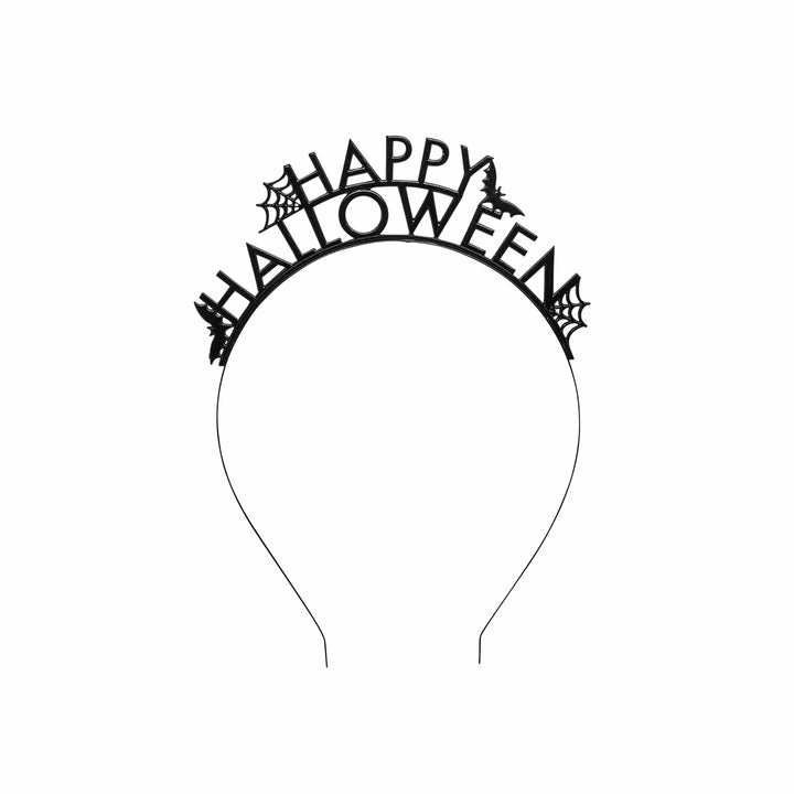 Black Happy Halloween Metal Headband | Halloween Party Supplies UK Party Accessories Black Happy Halloween Metal Headband