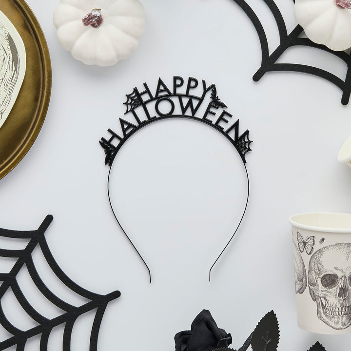 Black Happy Halloween Metal Headband - Party Accessory Party Accessories Black Happy Halloween Metal Headband