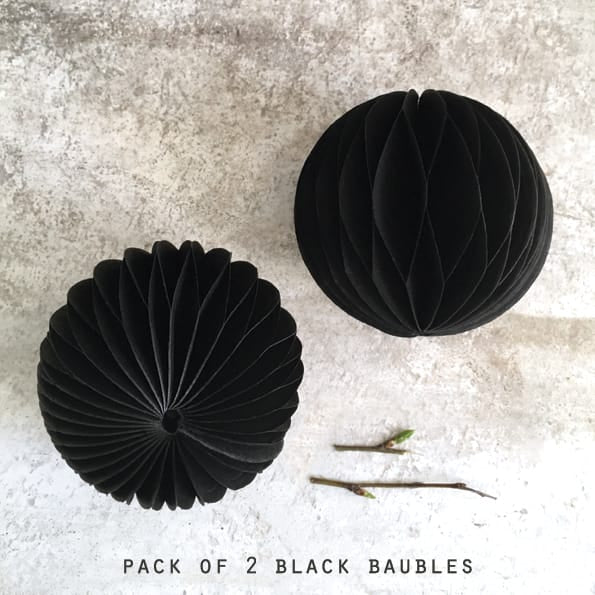 Black Paper Christmas Baubles, Pack of 2 | East of India Bauble East of India Paper Christmas Baubles - Black, Pack of 2