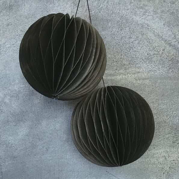 Black Paper Christmas Baubles, Pack of 2 | East of India Bauble East of India Paper Christmas Baubles - Black, Pack of 2