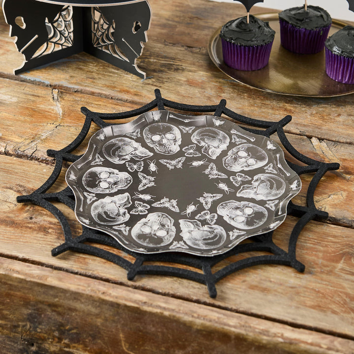 Black Spider Web Felt Placemats x 4 place mat Black Spider Web Felt Placemats x 4
