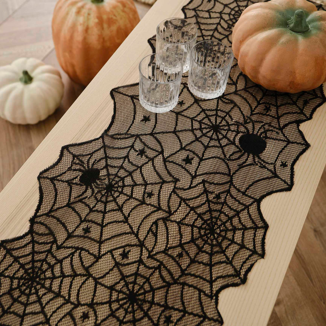table runner Black Spider Web Halloween Table Runner