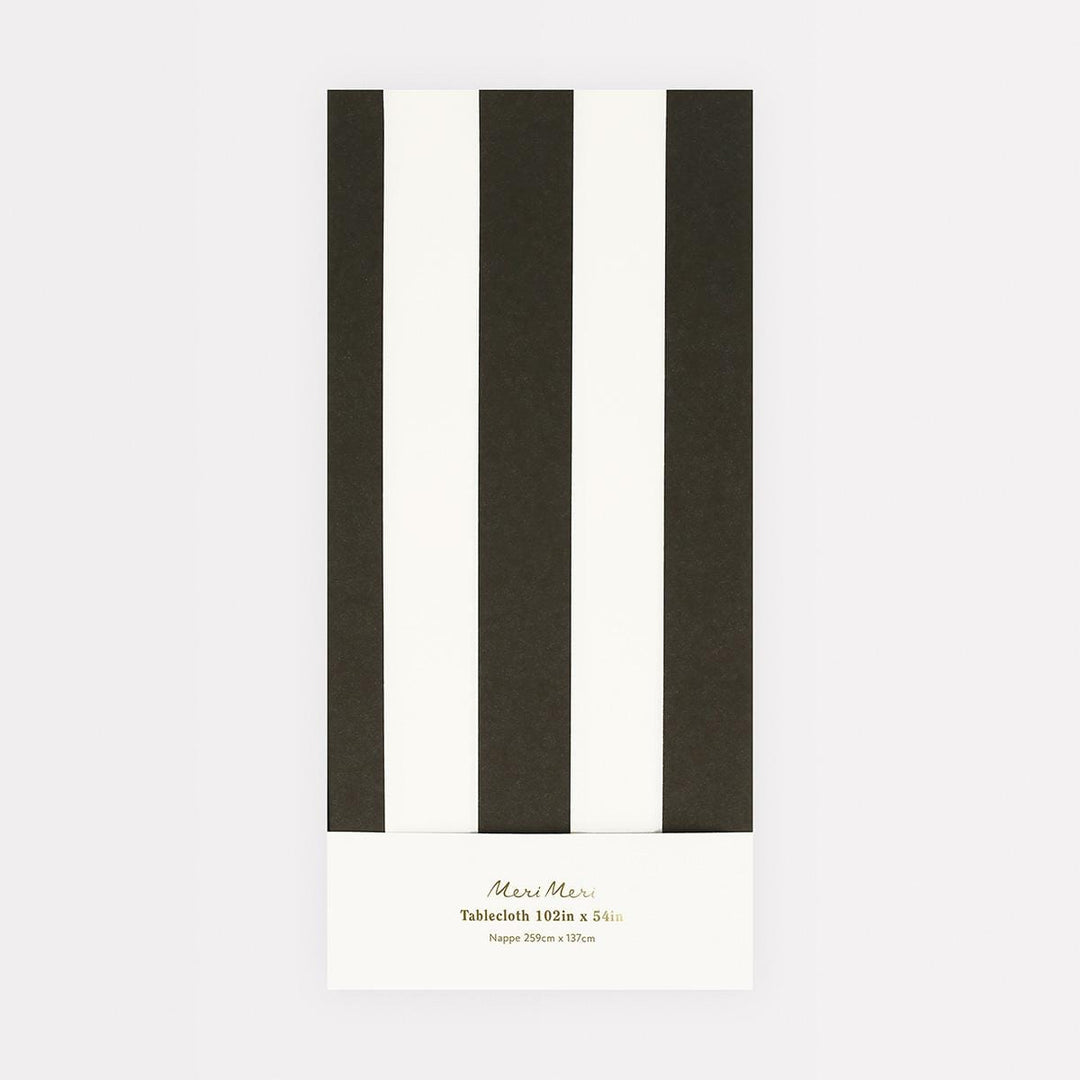 Black Striped Paper Party Tablecloth | Meri Meri Halloween Table Tableware Black Striped Paper Party Tablecloth