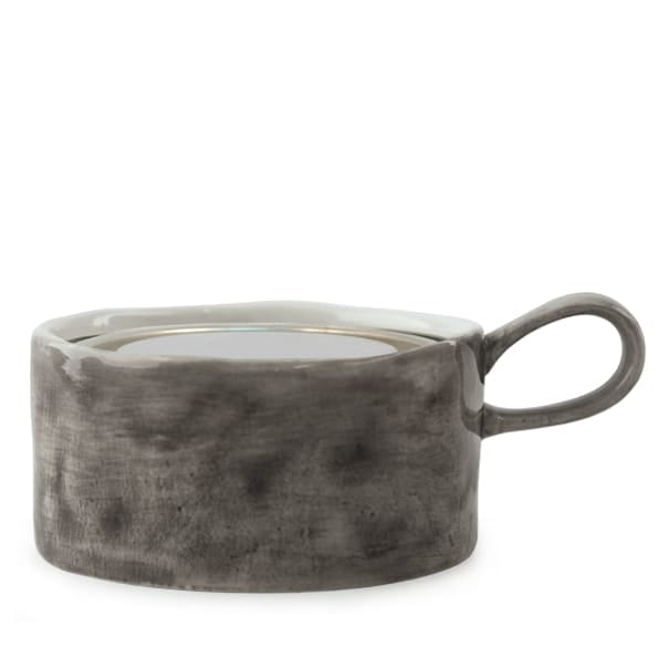 Black Wash Handled Porcelain Candle Holder | East of India candle holder East of India Porcelain Handled Candle Holder - Black Wash