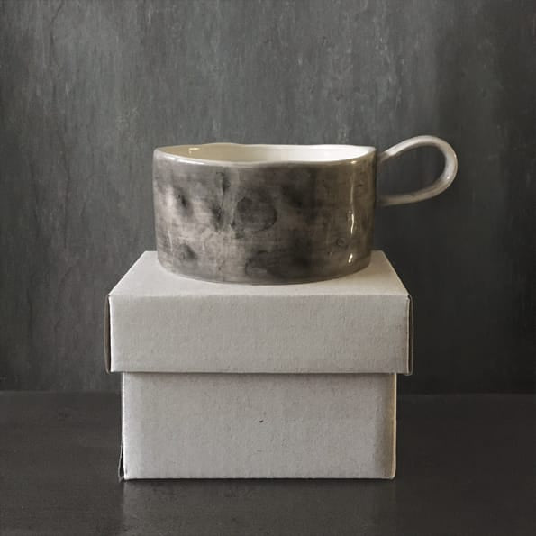 Black Wash Handled Porcelain Candle Holder | East of India candle holder East of India Porcelain Handled Candle Holder - Black Wash