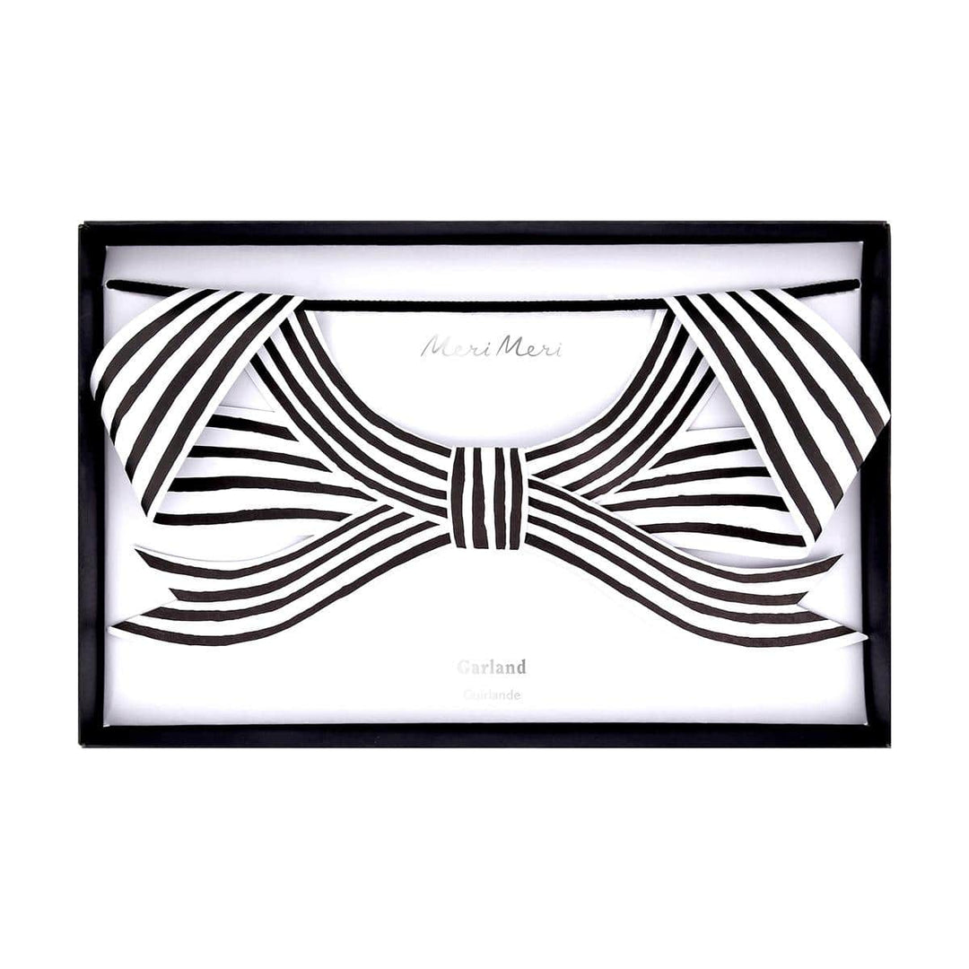 Black &amp; White Stripy Bow Party Garland | Meri Meri Halloween Decorations Bunting Black &amp; White Stripy Bow Party Garland
