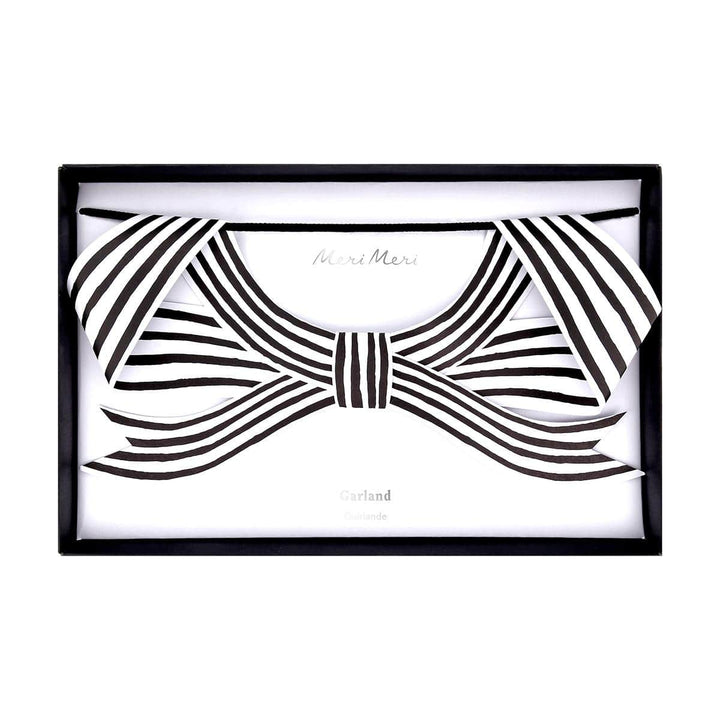 Black &amp; White Stripy Bow Party Garland | Meri Meri Halloween Decorations Bunting Black &amp; White Stripy Bow Party Garland