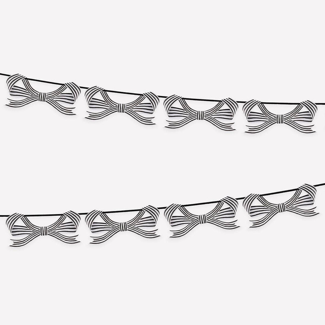 Black &amp; White Stripy Bow Party Garland | Meri Meri Halloween Decorations Bunting Black &amp; White Stripy Bow Party Garland