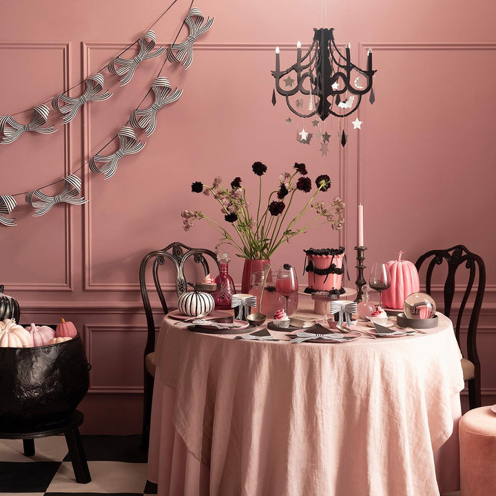 Black &amp; White Stripy Bow Party Garland | Meri Meri Halloween Decorations Bunting Black &amp; White Stripy Bow Party Garland