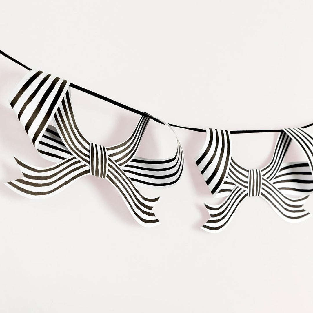Black &amp; White Stripy Bow Party Garland | Meri Meri Halloween Decorations Bunting Black &amp; White Stripy Bow Party Garland