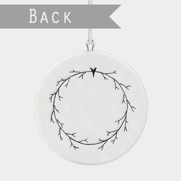 Bleak Mid Winter Porcelain Flat Bauble | East of India Bauble East of India Porcelain Flat Bauble - Bleak Mid Winter