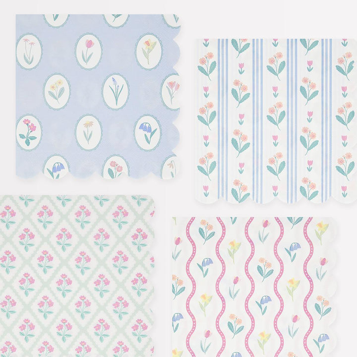 Bloomsbury Floral Large Party Napkins x 16 | Meri Meri party napkins Bloomsbury Floral Large Party Napkins x 16