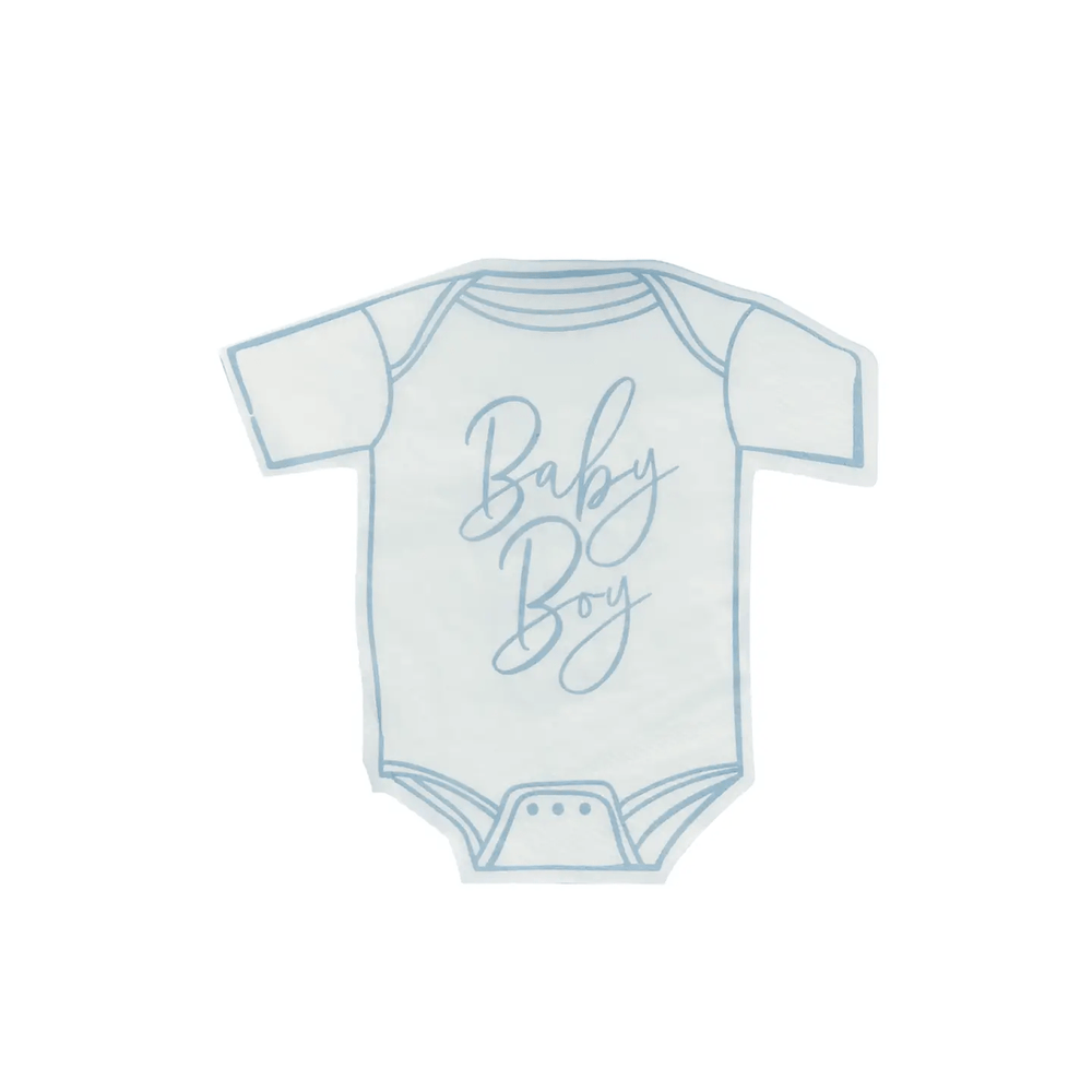 Blue 'Baby Boy' Baby Grow Paper Napkins x 16 - Baby Shower Supplies Paper Napkins Blue 'Baby Boy' Baby Grow Paper Napkins x 16