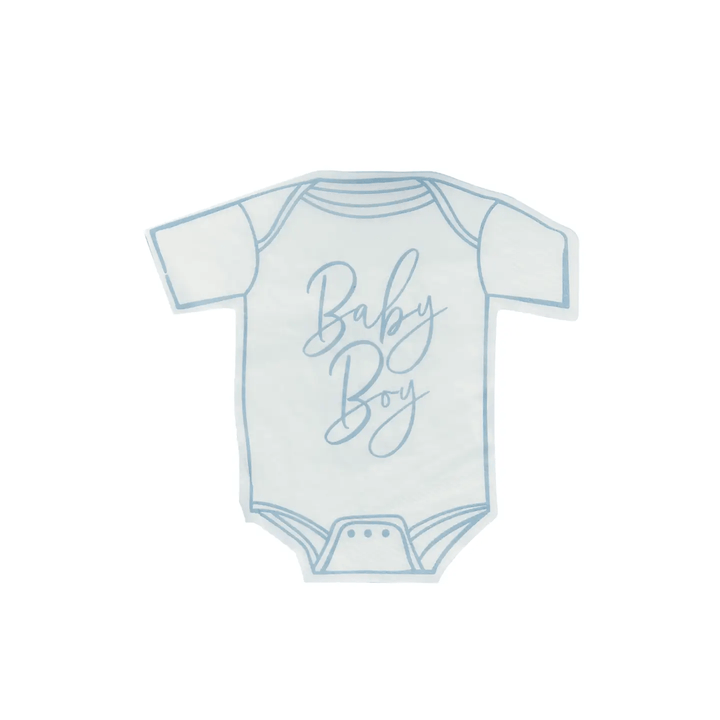 Blue 'Baby Boy' Baby Grow Paper Napkins x 16 - Baby Shower Supplies Paper Napkins Blue 'Baby Boy' Baby Grow Paper Napkins x 16