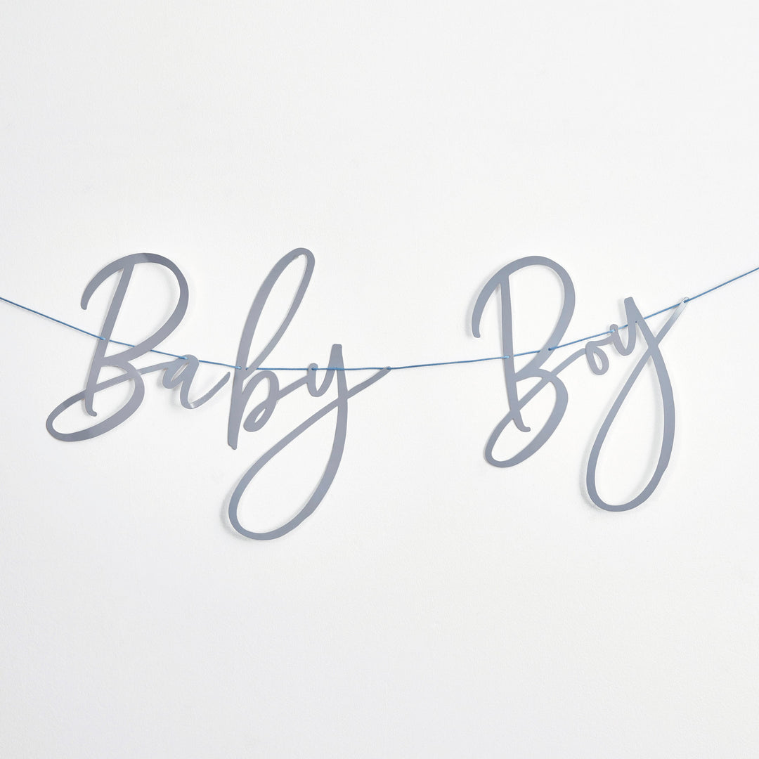 Blue 'Baby Boy' Baby Shower Banner | Baby Shower Supplies UK Banners Blue 'Baby Boy' Baby Shower Banner