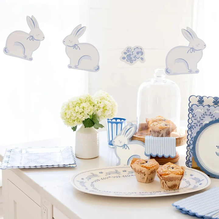 Blue Bunny Banner - Easter Decorations Bunting Blue Bunny Banner