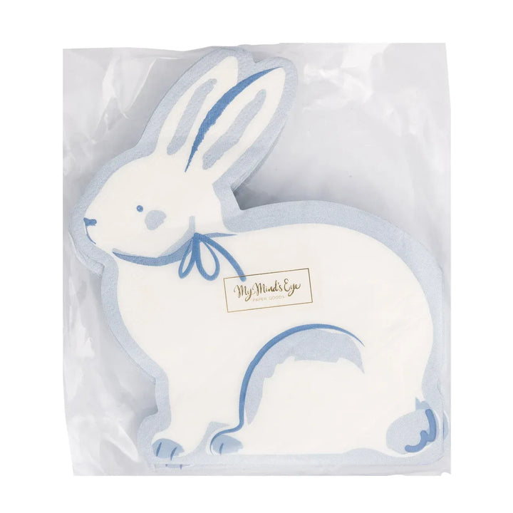 Blue Bunny Shaped Napkins x 24 Paper Napkins Blue Bunny Shaped Napkins x 24