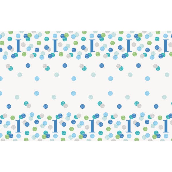 table cover Blue Dots 1st Birthday Party Tablecover