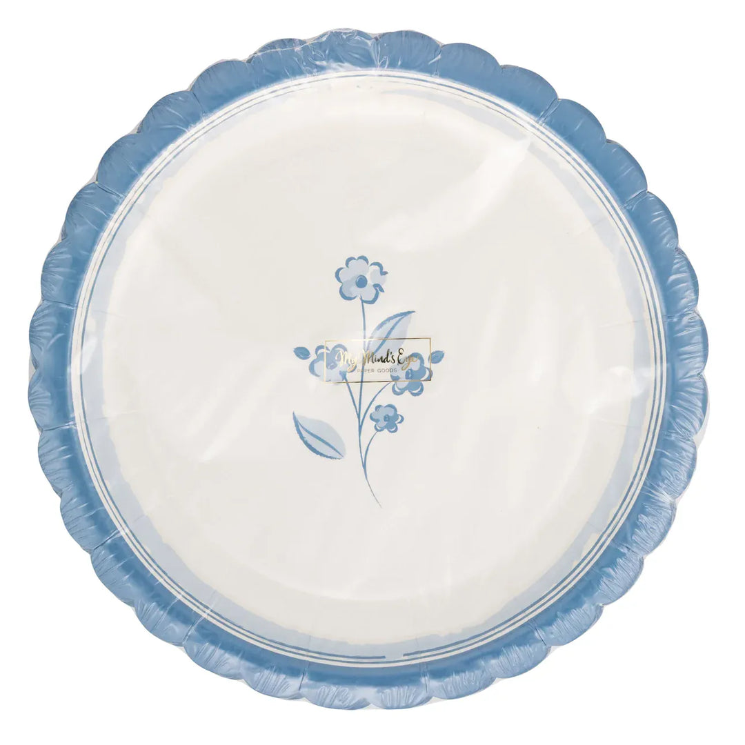 Blue Flower Small Party Plates x 8 Disposable Plates Blue Flower Small Party Plates x 8