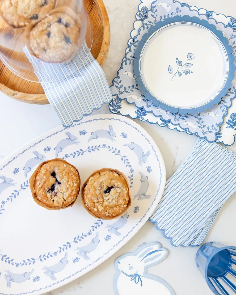 Blue Flower Small Party Plates x 8 Disposable Plates Blue Flower Small Party Plates x 8