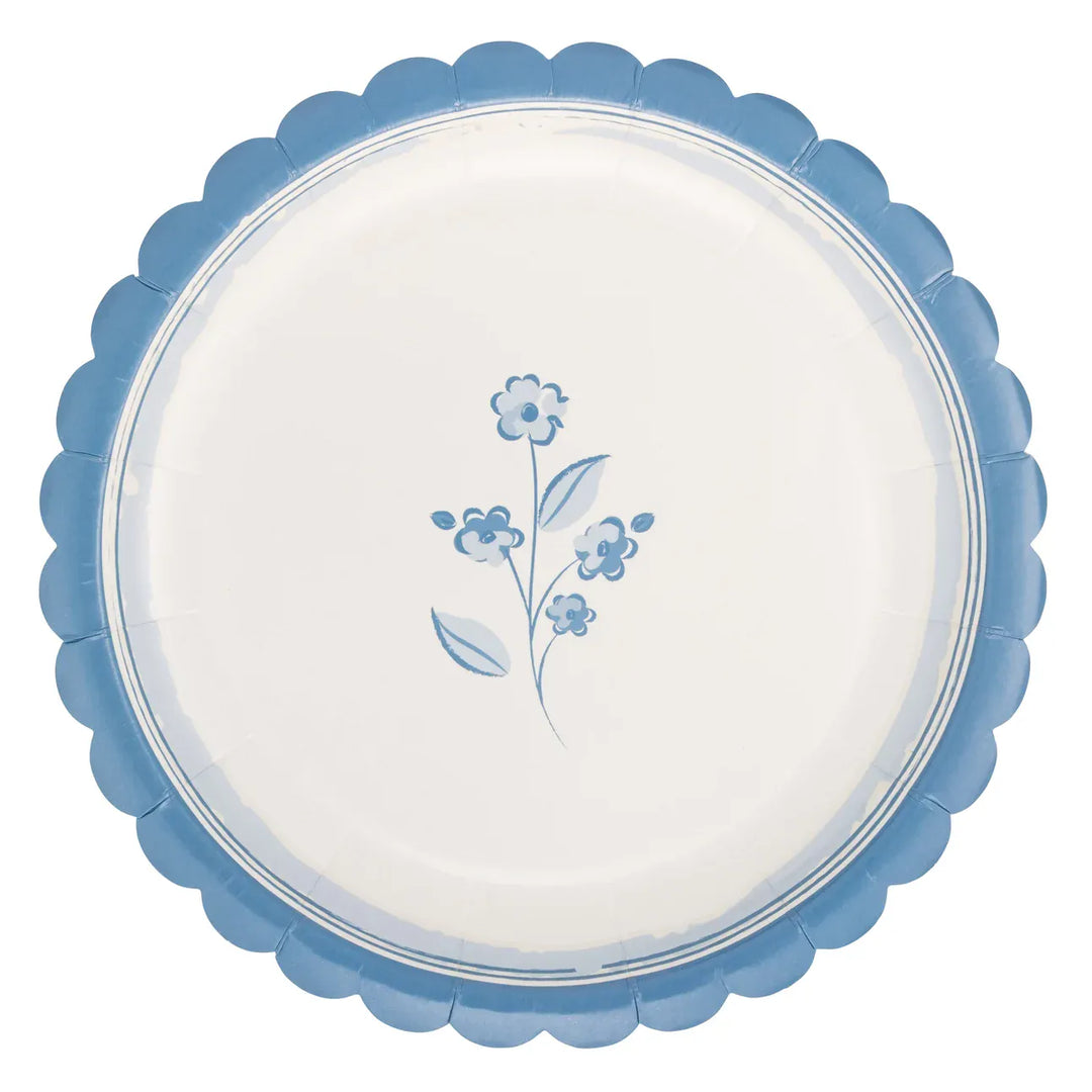 Blue Flower Small Party Plates x 8 Disposable Plates Blue Flower Small Party Plates x 8