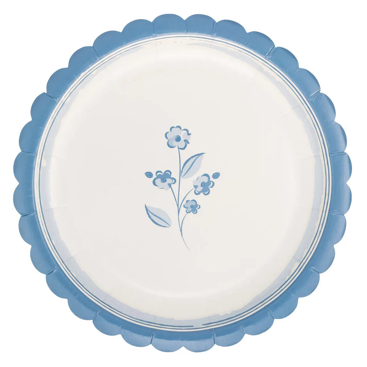 Blue Flower Small Party Plates x 8 Disposable Plates Blue Flower Small Party Plates x 8
